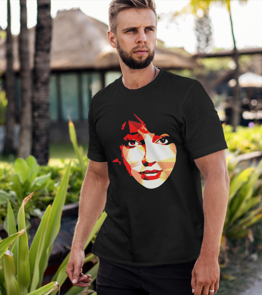 Kate Bush Geometric Pop Singer Red Orange Faceted T-Shirt