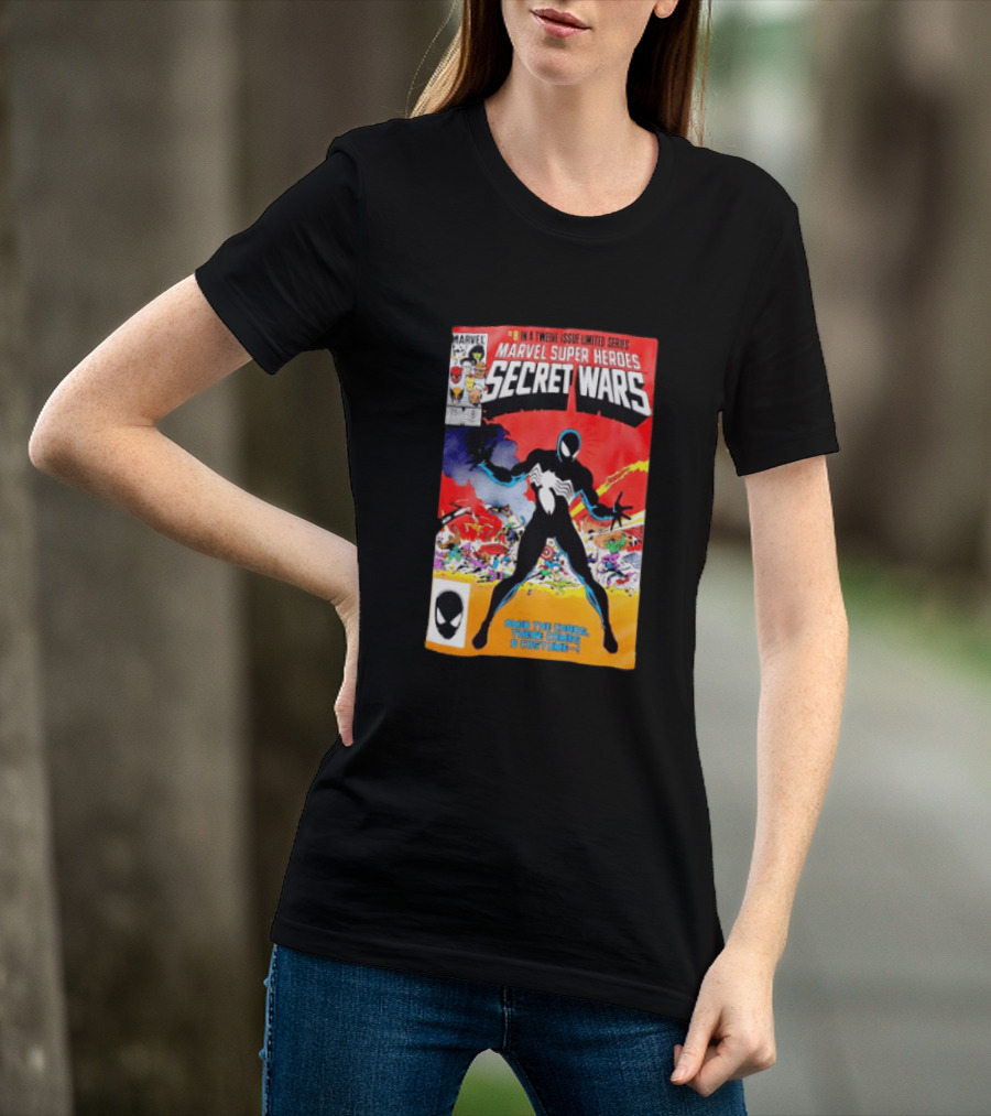 Marvel Super Heroes Secret Wars Issue 8 Spider Man Black Suit Comic Cover T-Shirt