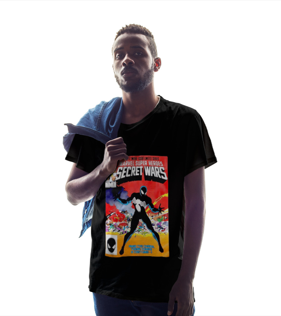 Marvel Super Heroes Secret Wars Issue 8 Spider Man Black Suit Comic Cover T-Shirt