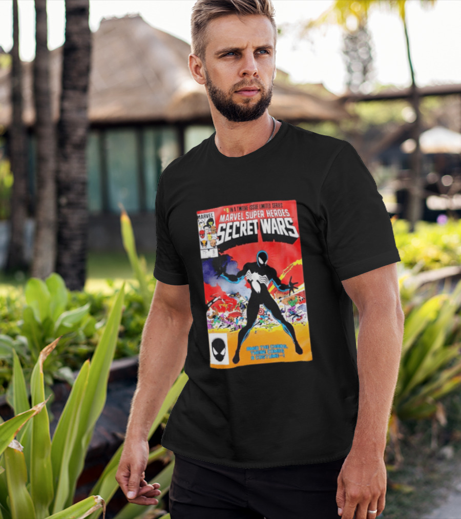 Marvel Super Heroes Secret Wars Issue 8 Spider Man Black Suit Comic Cover T-Shirt