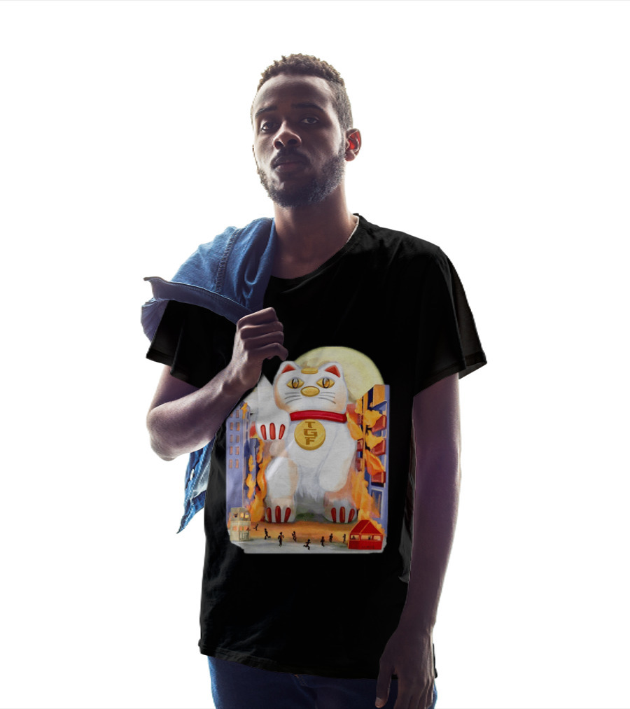 TGF Lucky Cat Maneki Neko Giant Cat City Destruction T-Shirt