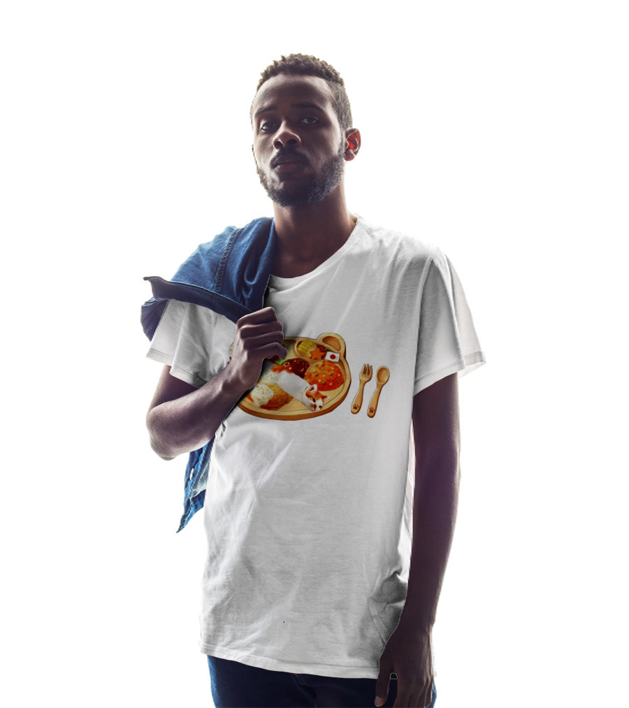 Cat Sushi On Bear Shaped Japanese Meal Plate With Shrimp And Rice T-Shirt