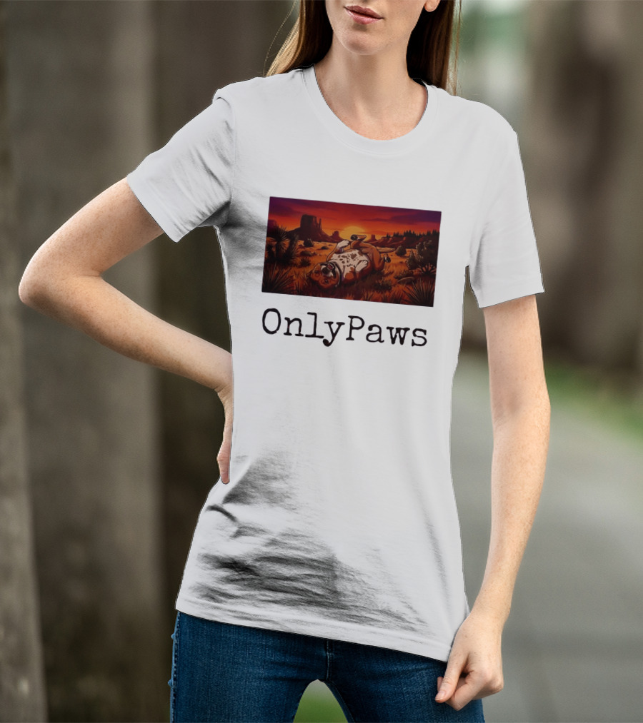 Desert Sunset Playful Pit Bull OnlyPaws Scenic Wonderland T-Shirt