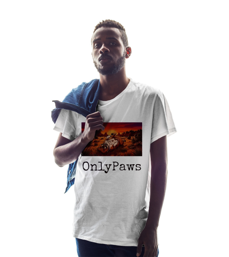Desert Sunset Playful Pit Bull OnlyPaws Scenic Wonderland T-Shirt