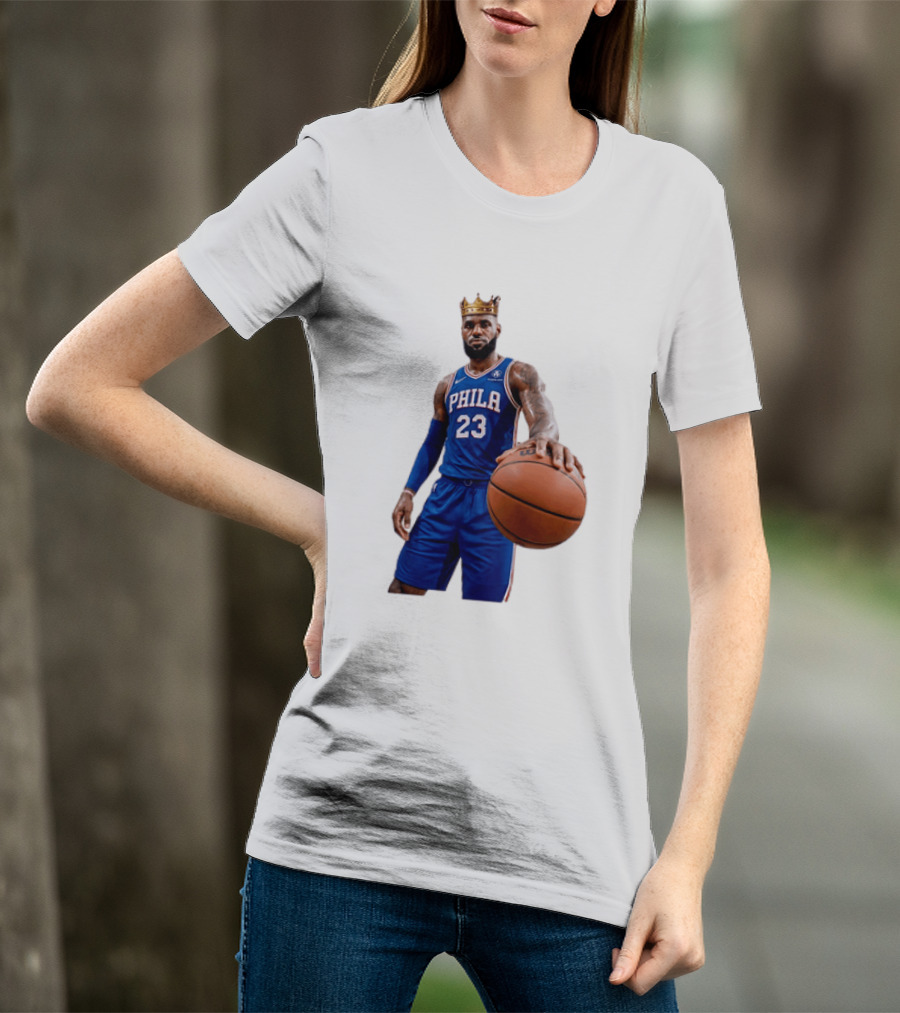 LeBron James King Crown Dribbling Philadelphia 76ers Basketball Player 23 Phila T-Shirt