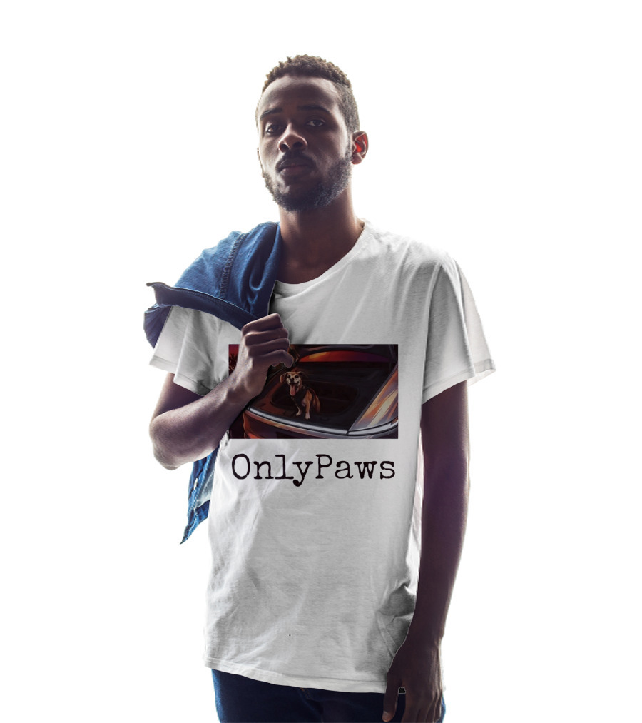 OnlyPaws Dog In Car Trunk At Sunset Desert Scene T-Shirt