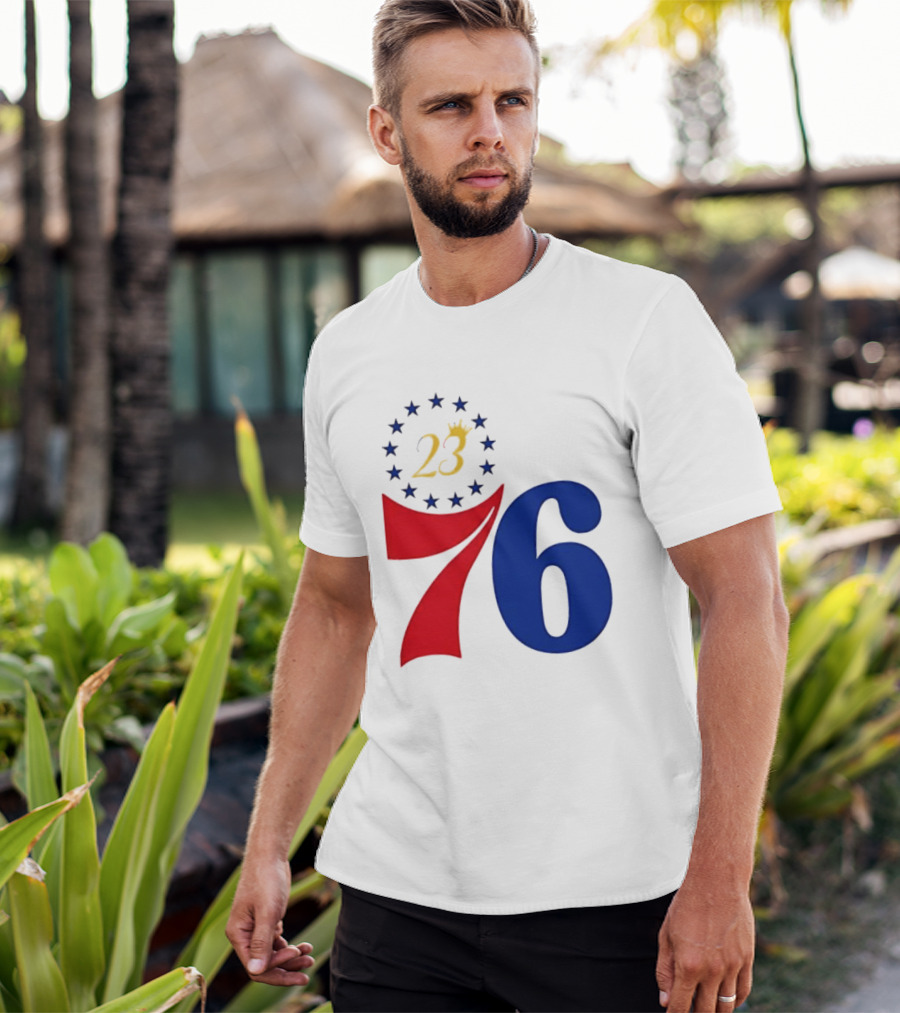 LeBron James 23 Philadelphia 76ers Inspired Number Stars T-Shirt