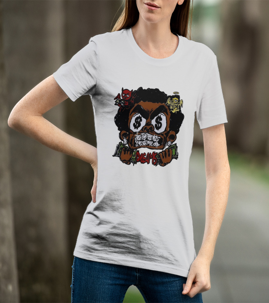 Dreams Money Cartoon Streetwear Dollar Eye Angel Devil T-Shirt
