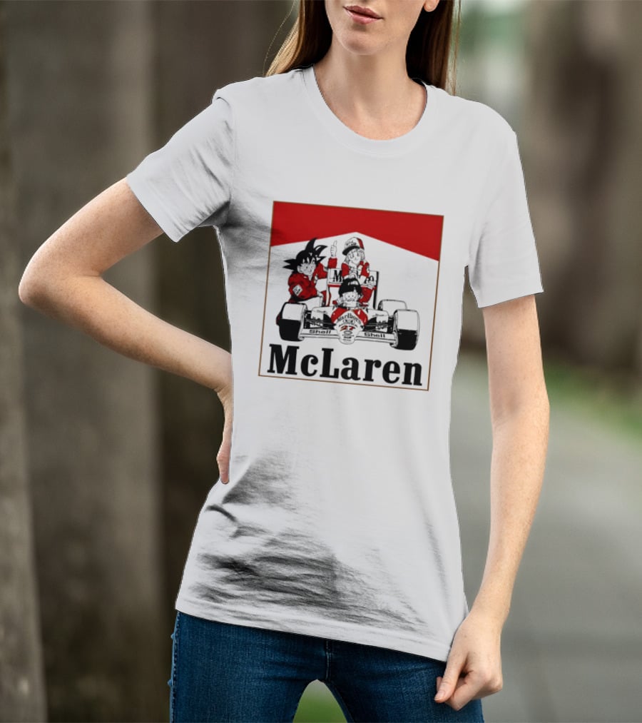Goku Bulma Senbei McLaren Honda Marlboro Shell 27 Anime Racing Team Formula 1 T-Shirt