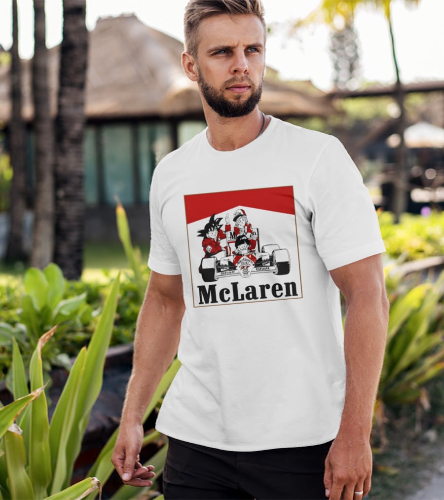 Goku Bulma Senbei McLaren Honda Marlboro Shell 27 Anime Racing Team Formula 1 T-Shirt