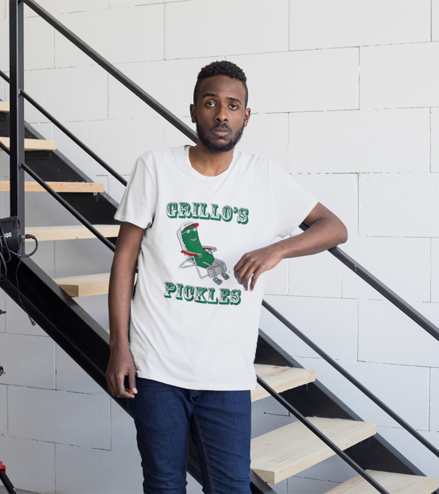 Grillo's Pickles Chill Pickle Relaxing In Chair T-Shirt