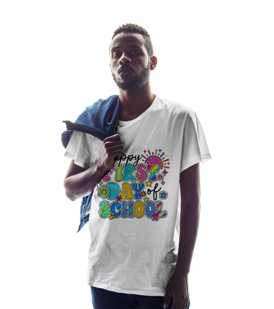 Happy First Day Of School Colorful Letter Collage T-Shirt