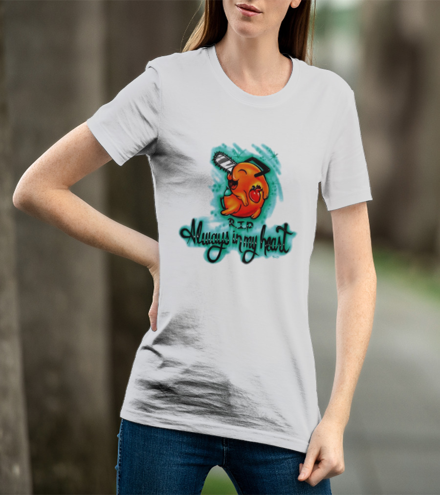Pochita Chainsaw Man RIP Always In My Heart Memorial Anime T-Shirt