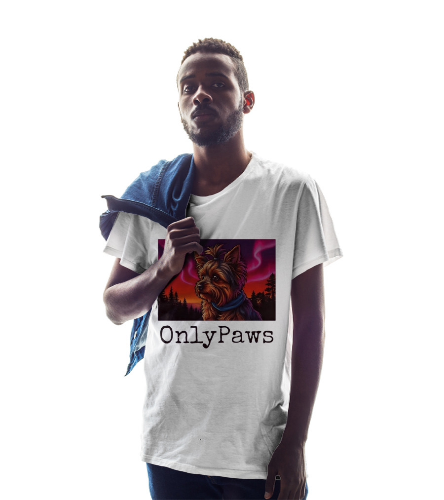 Yorkshire Terrier OnlyPaws Aurora Borealis Forest Scene T-Shirt