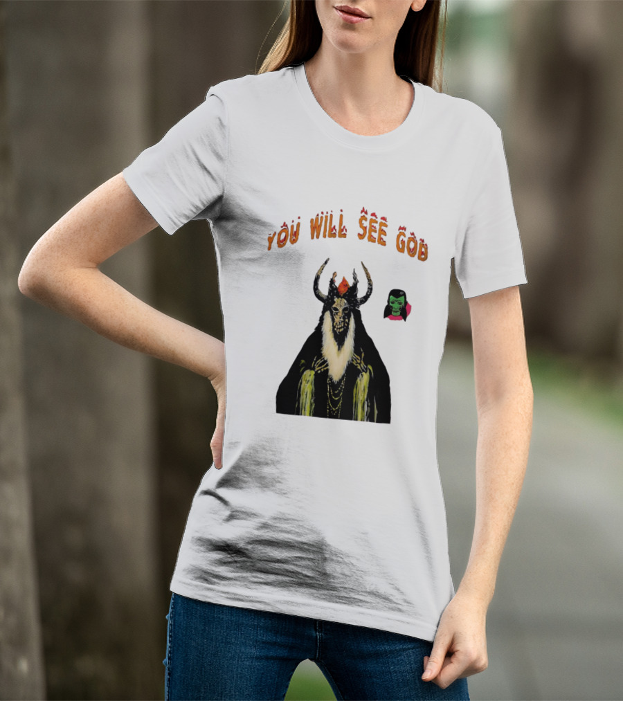 You Will See God Demon Occult Satanic Horror Green Masked Face T-Shirt