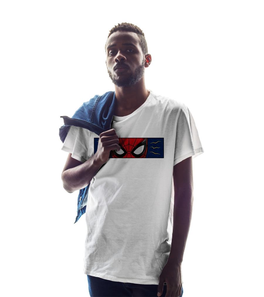 Spider Man With Great Power Comes Great Responsibility Marvel Superhero Mask Webbing T-Shirt