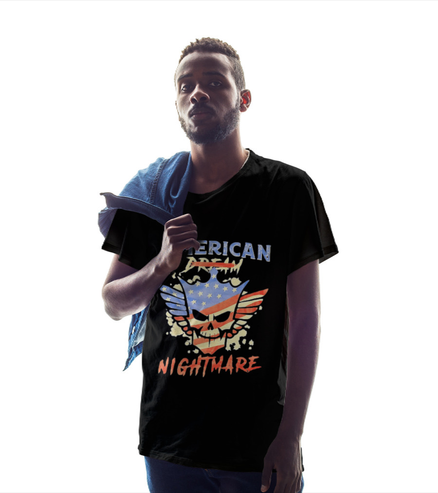 American Dream Nightmare Skull Patriotic Stars And Stripes T-Shirt