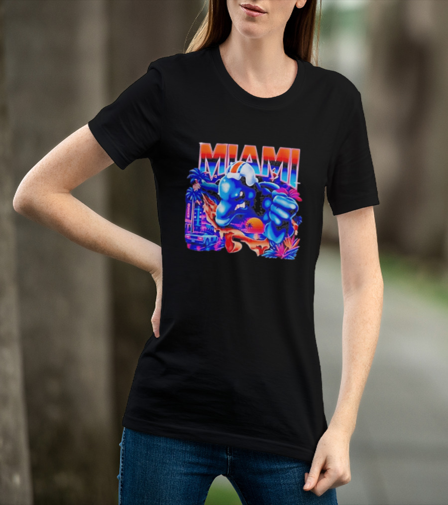 Miami Dolphins Rare Nutmeg Vintage Neon Miami Vice T-Shirt