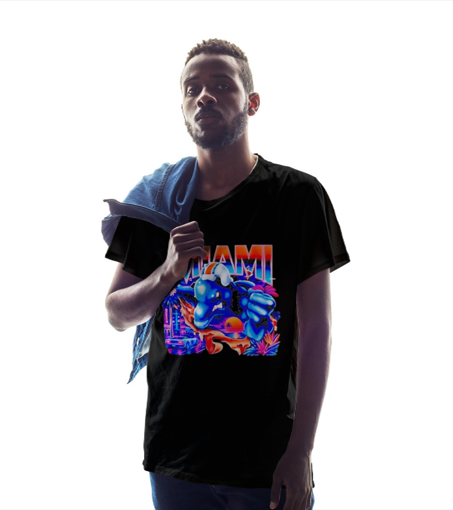 Miami Dolphins Rare Nutmeg Vintage Neon Miami Vice T-Shirt