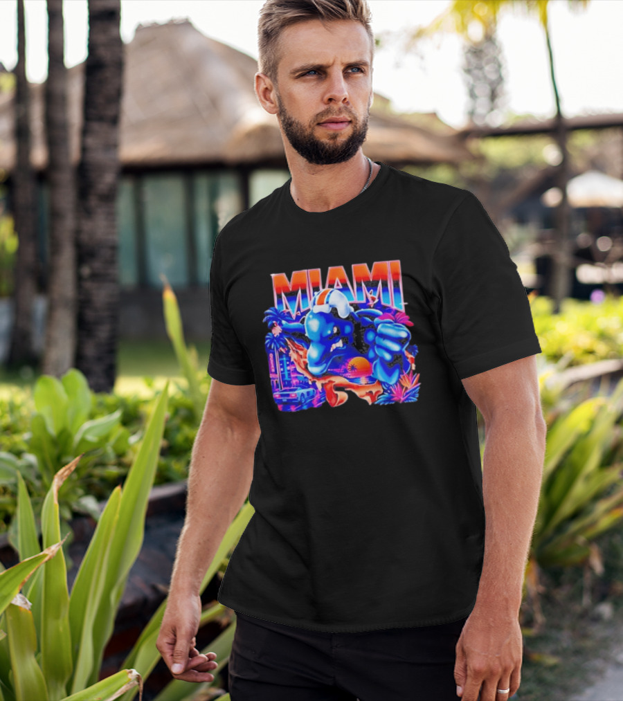 Miami Dolphins Rare Nutmeg Vintage Neon Miami Vice T-Shirt