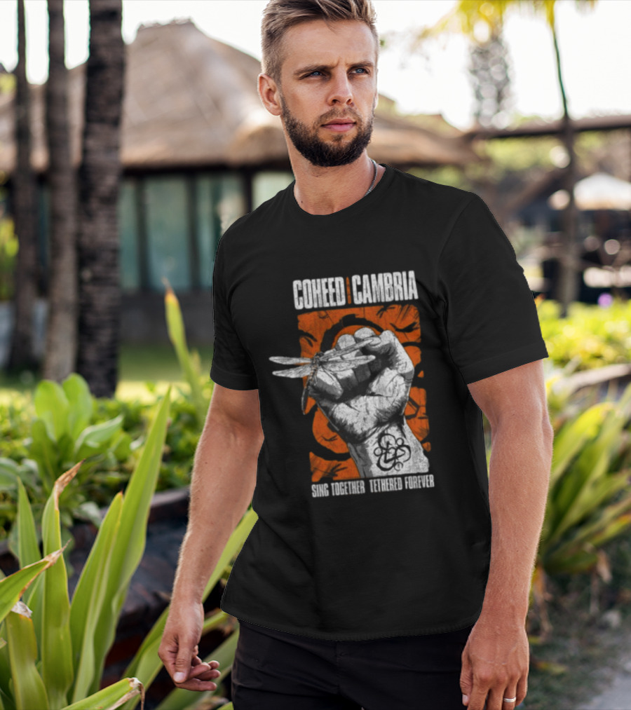 Coheed Cambria Dragonfly Fist Sing Together Tethered Courier T-Shirt