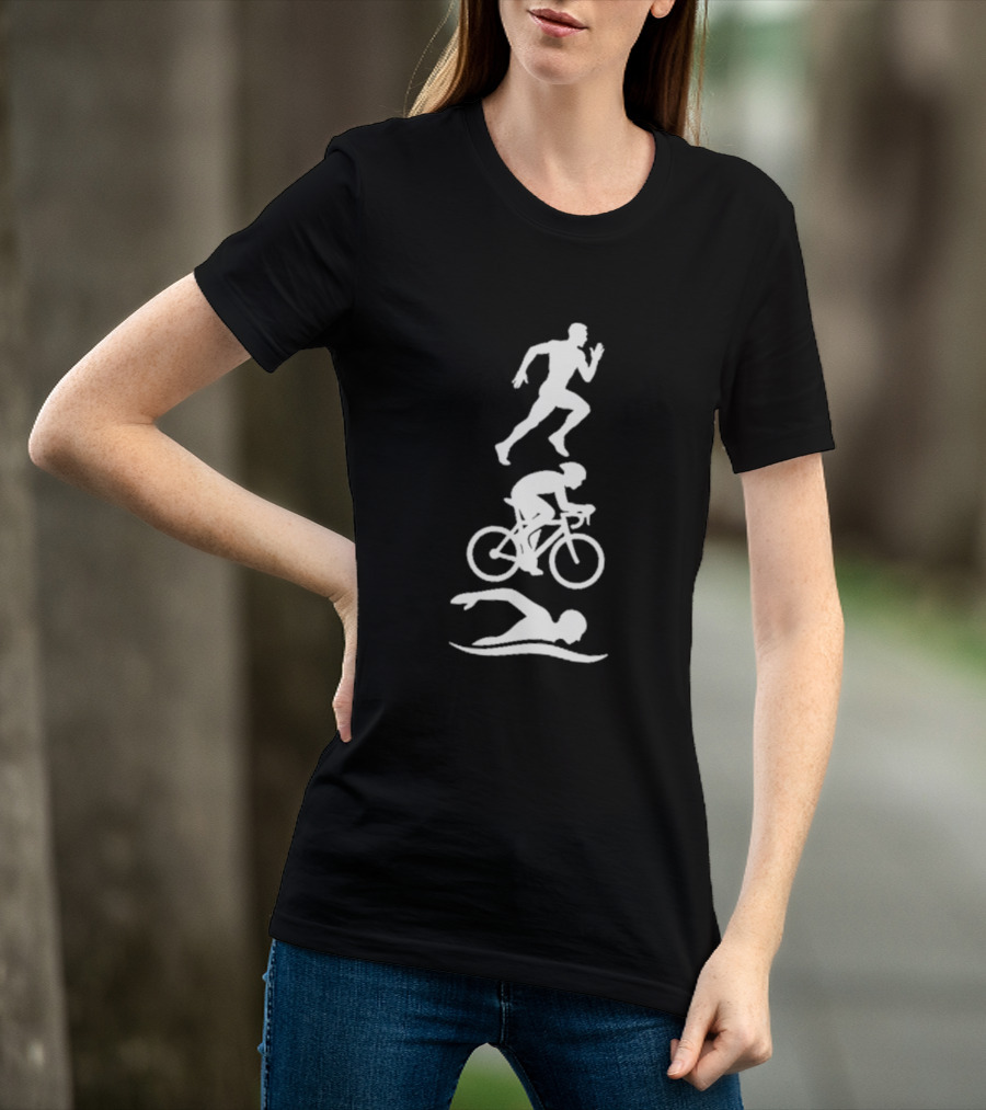 Triathlete Swim Bike Run Iconic Silhouette Athlete Training T-Shirt
