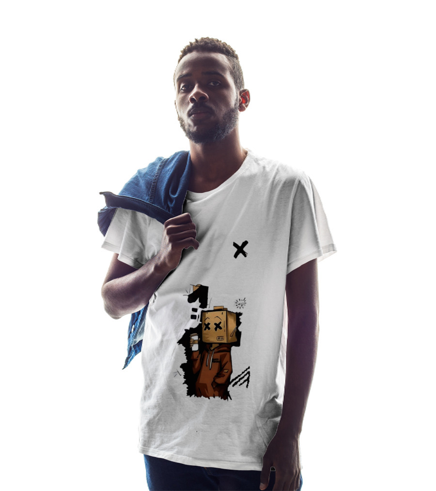 Good Person Box Head Drinking Coffee T-Shirt