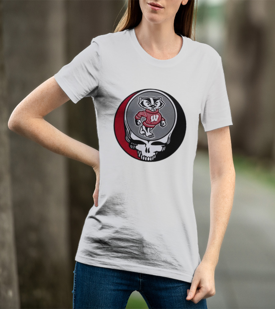 Grateful Dead Wisconsin Badgers Skull And Bucky T-Shirt