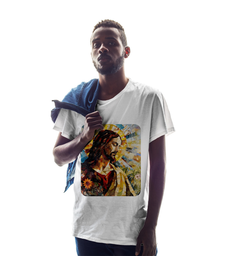 Jesus Christ Mosaic Sunflower Christian Religious T-Shirt