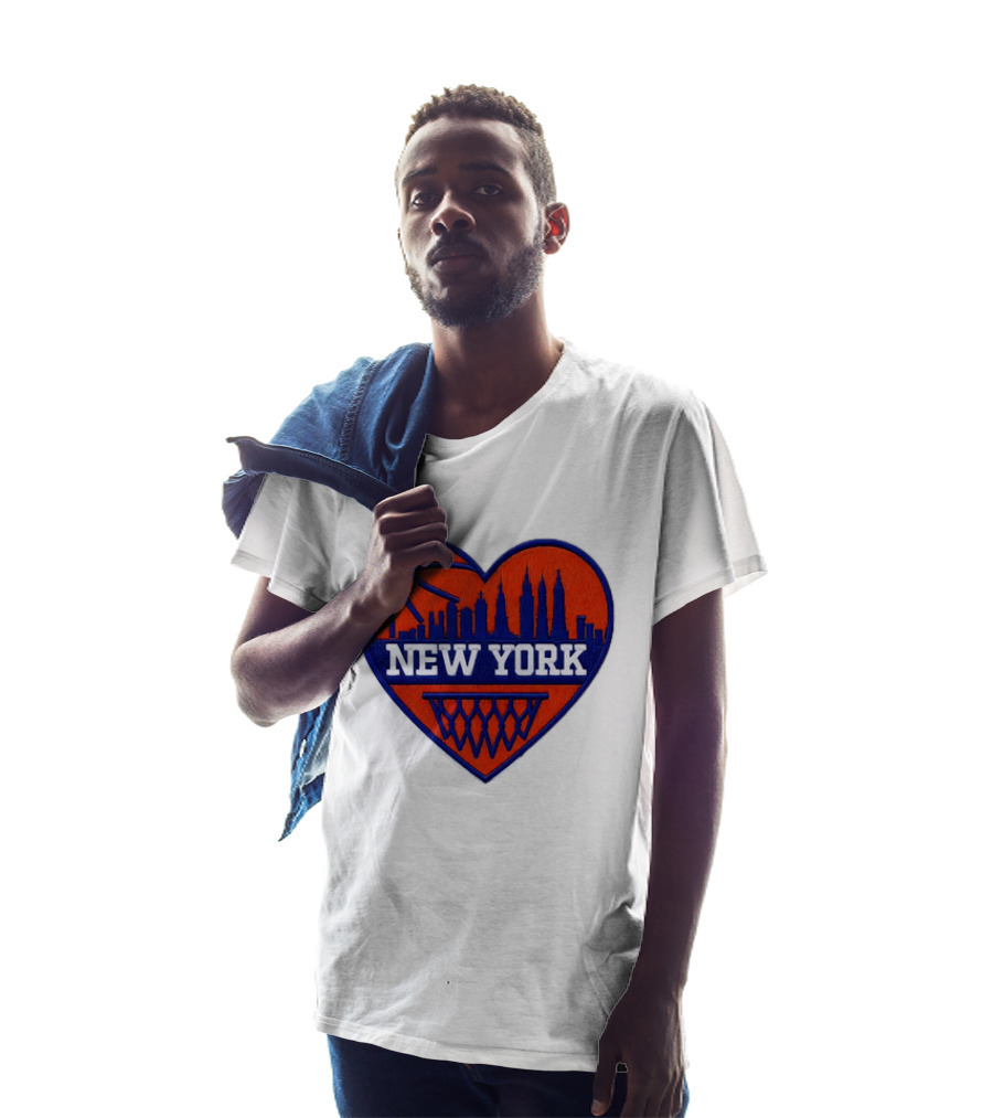 New York Knicks Heart Skyline Basketball Hoop T-Shirt