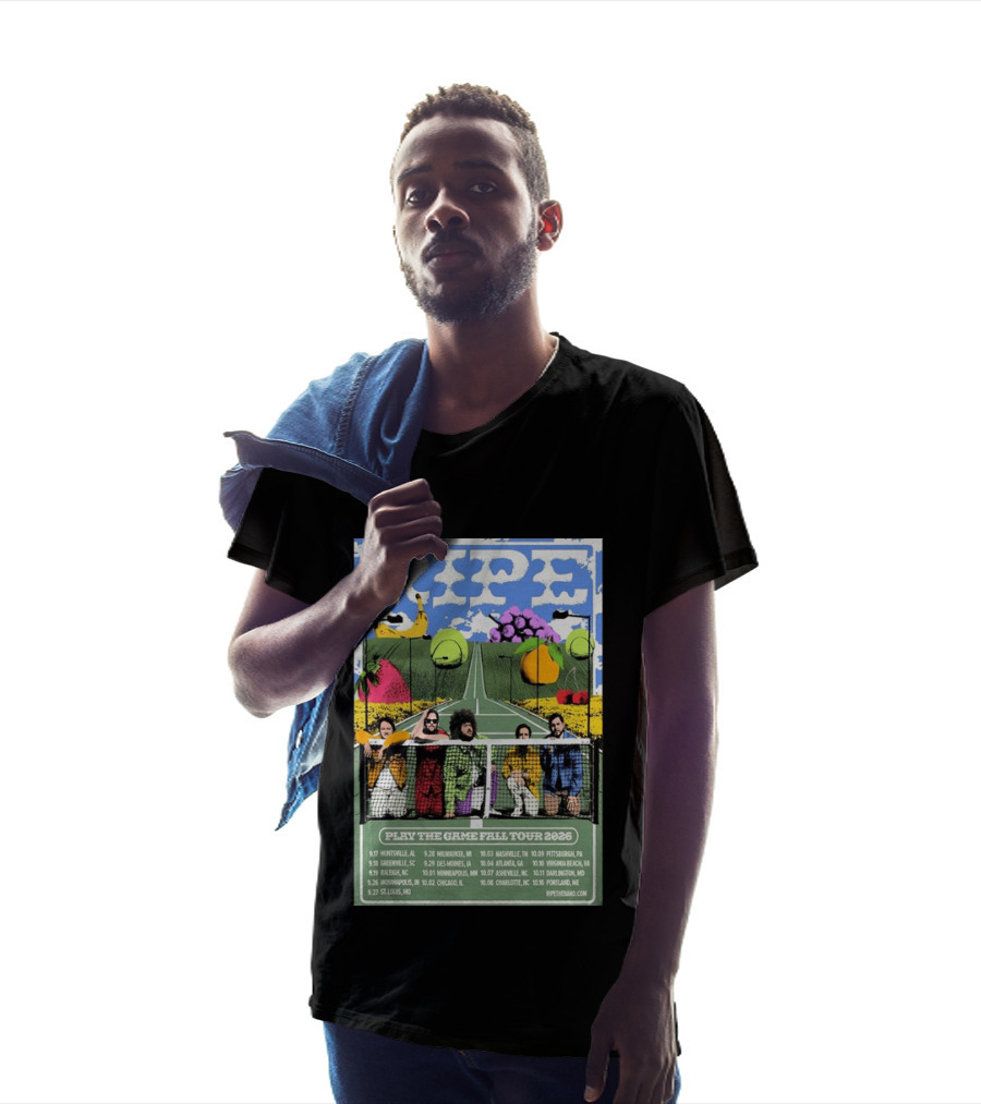 Ripe Play The Game Fall Tour 2026 With Fruit And Tennis Court T-Shirt