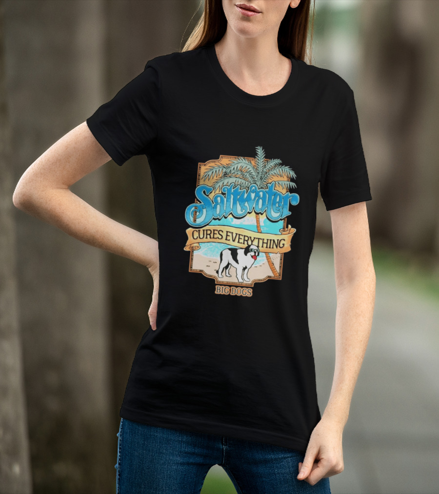 Saltwater Cures Everything Big Dogs Palm Beach Scene T-Shirt