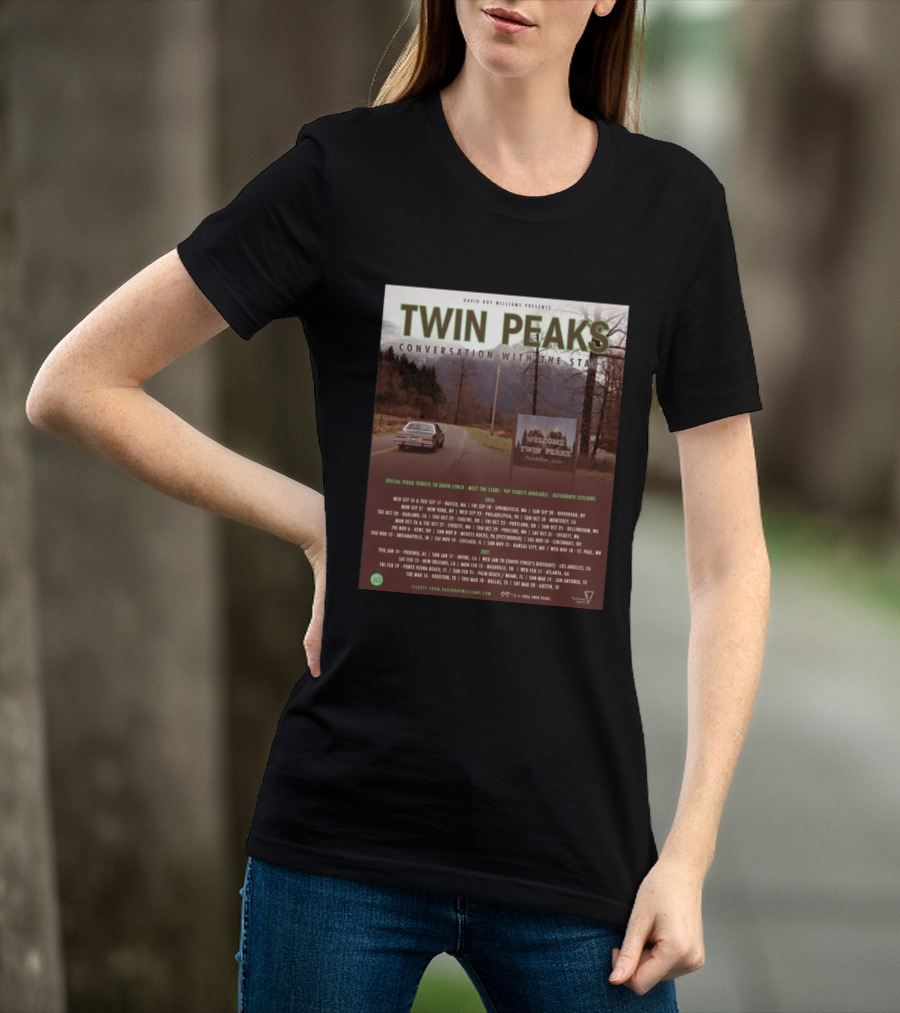 David Roy Williams Presents Twin Peaks Conversation With The Stars Tour Featuring Special Tribute To David Lynch 2023 2024 T-Shirt