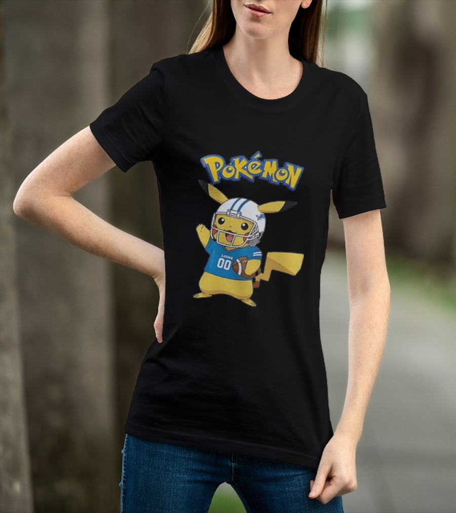 Detroit Lions Pokemon Pikachu Football Fan T-Shirt