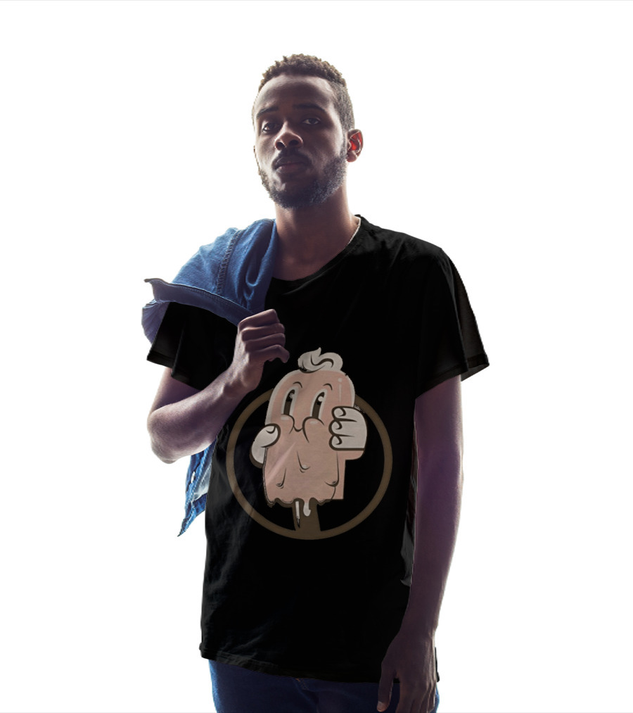 Melting Popsicle Cartoon Character With Circle T-Shirt