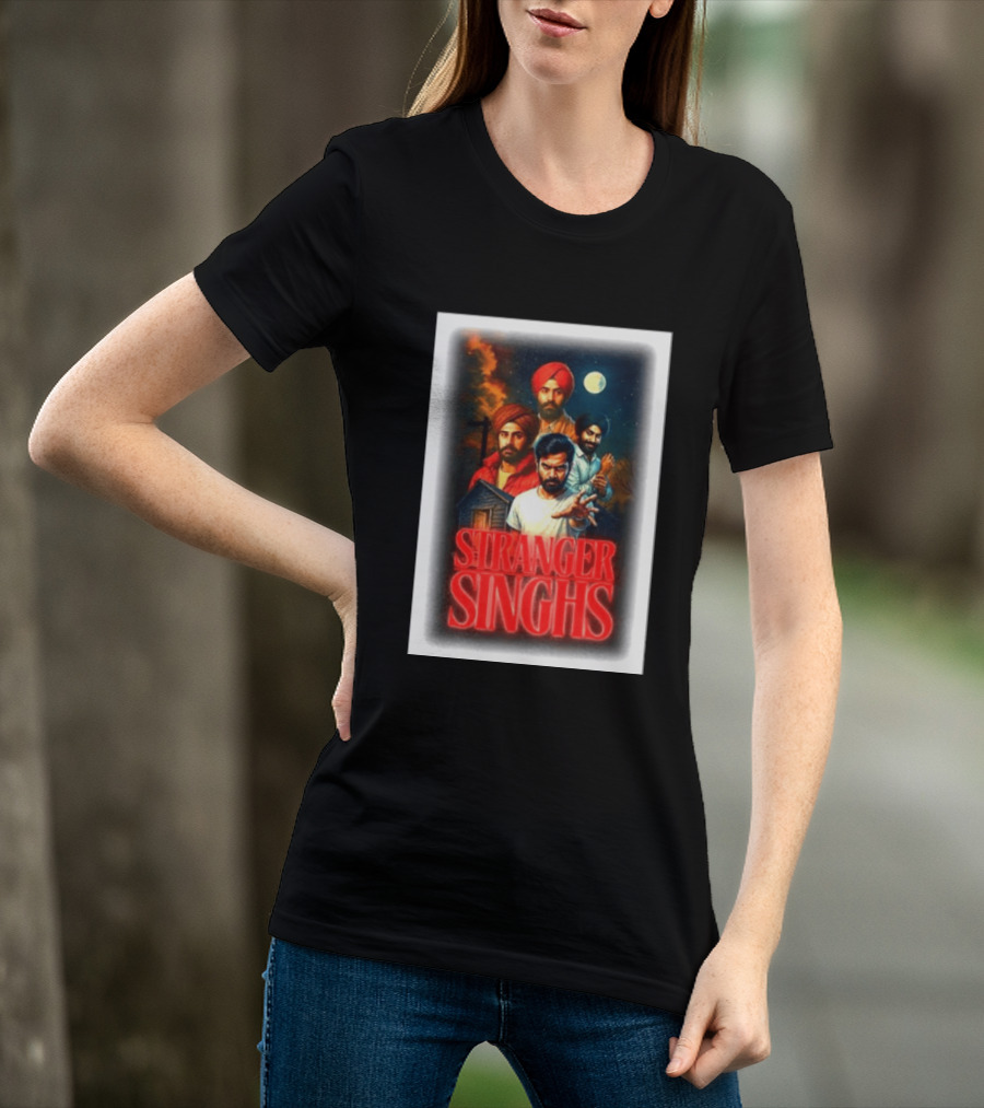 Stranger Singhs Indian Series With Turbaned Characters And Moonlit Sky T-Shirt