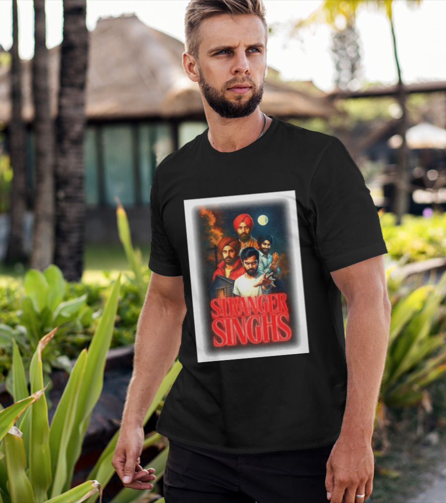 Stranger Singhs Indian Series With Turbaned Characters And Moonlit Sky T-Shirt