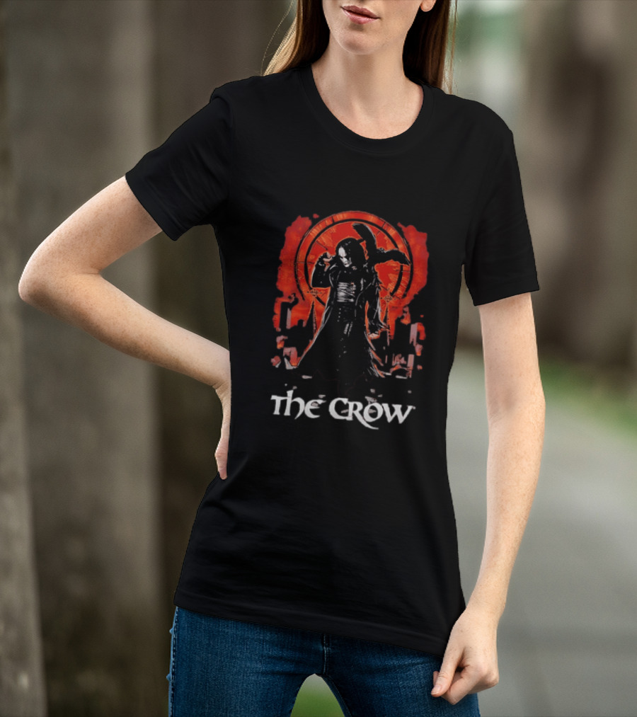 The Crow Brandon Lee Gothic Movie Iconic Dark Aesthetic With Red T-Shirt