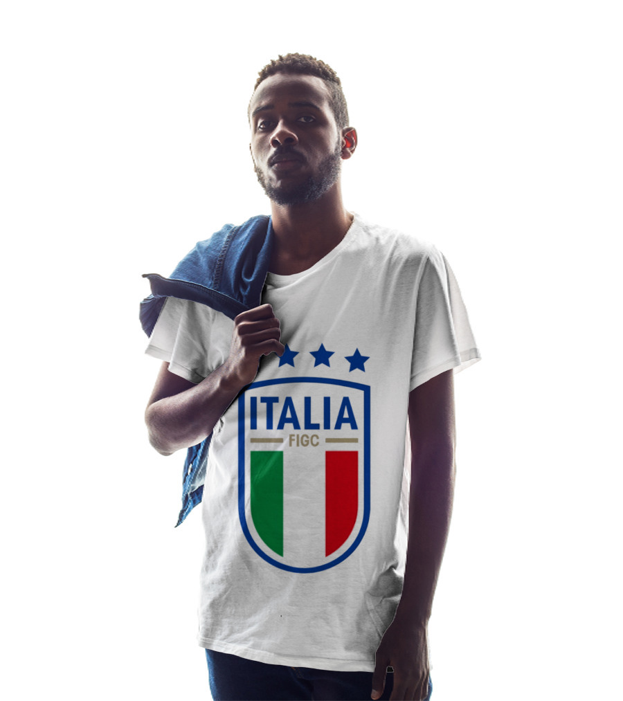 Italia FIGC Emblem Four Stars Badge Green White Red T-Shirt