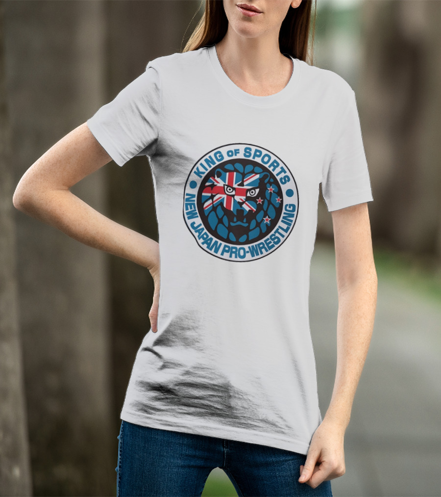 New Japan Pro Wrestling King Of Sports Lion Mark Icon With Union Jack And Stars T-Shirt