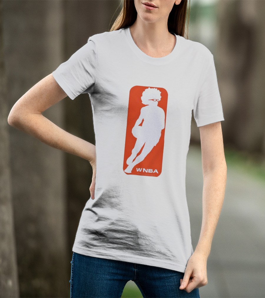 WNBA Maplewedgie Basketball Player White Silhouette On Orange T-Shirt