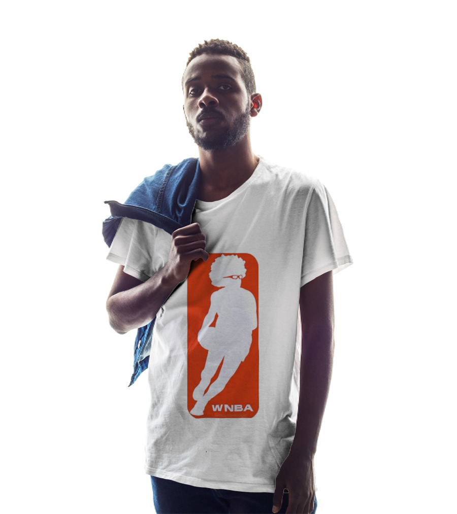 WNBA Maplewedgie Basketball Player White Silhouette On Orange T-Shirt