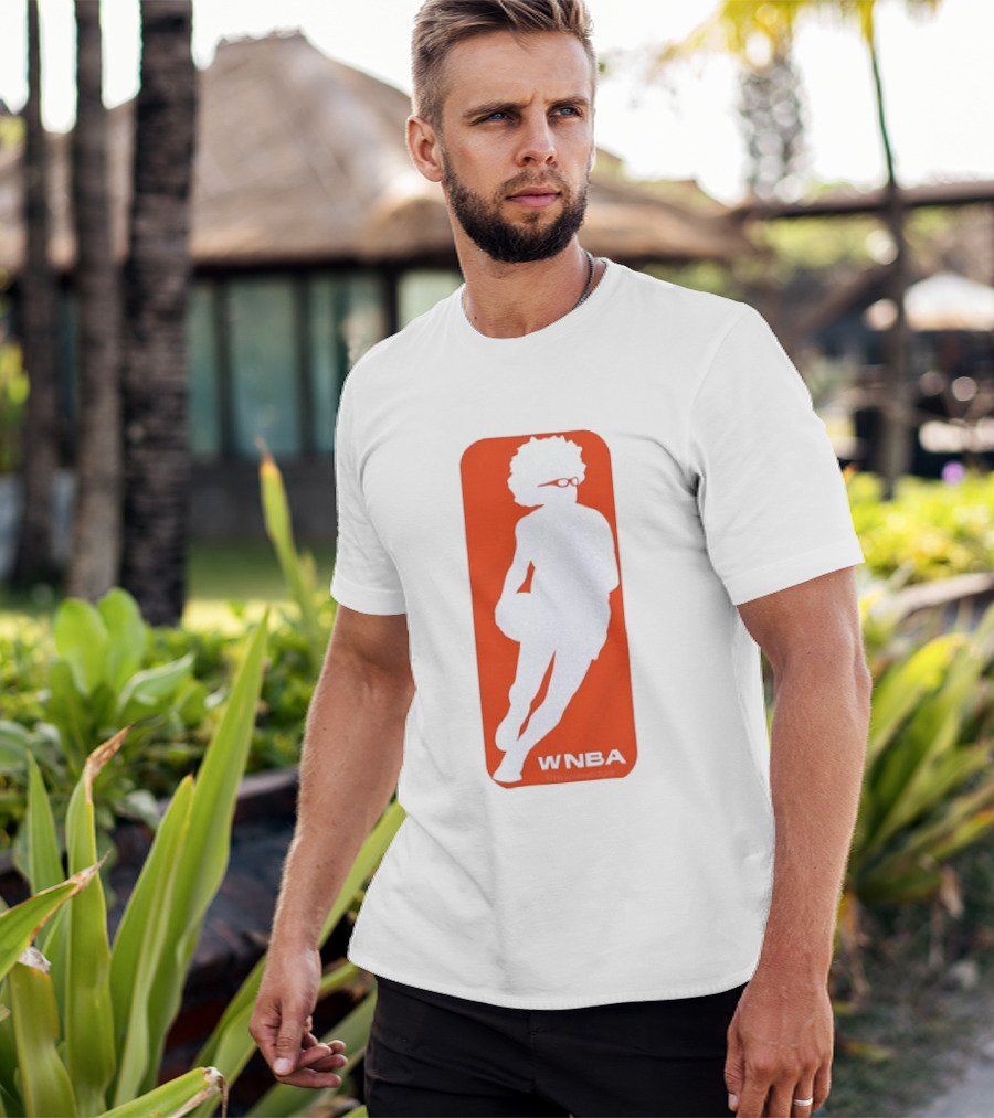 WNBA Maplewedgie Basketball Player White Silhouette On Orange T-Shirt