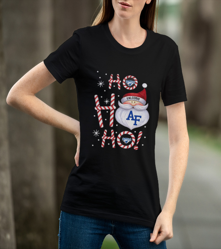 Air Force Falcons Christmas Santa Ho Ho Ho Peppermint Letters T-Shirt