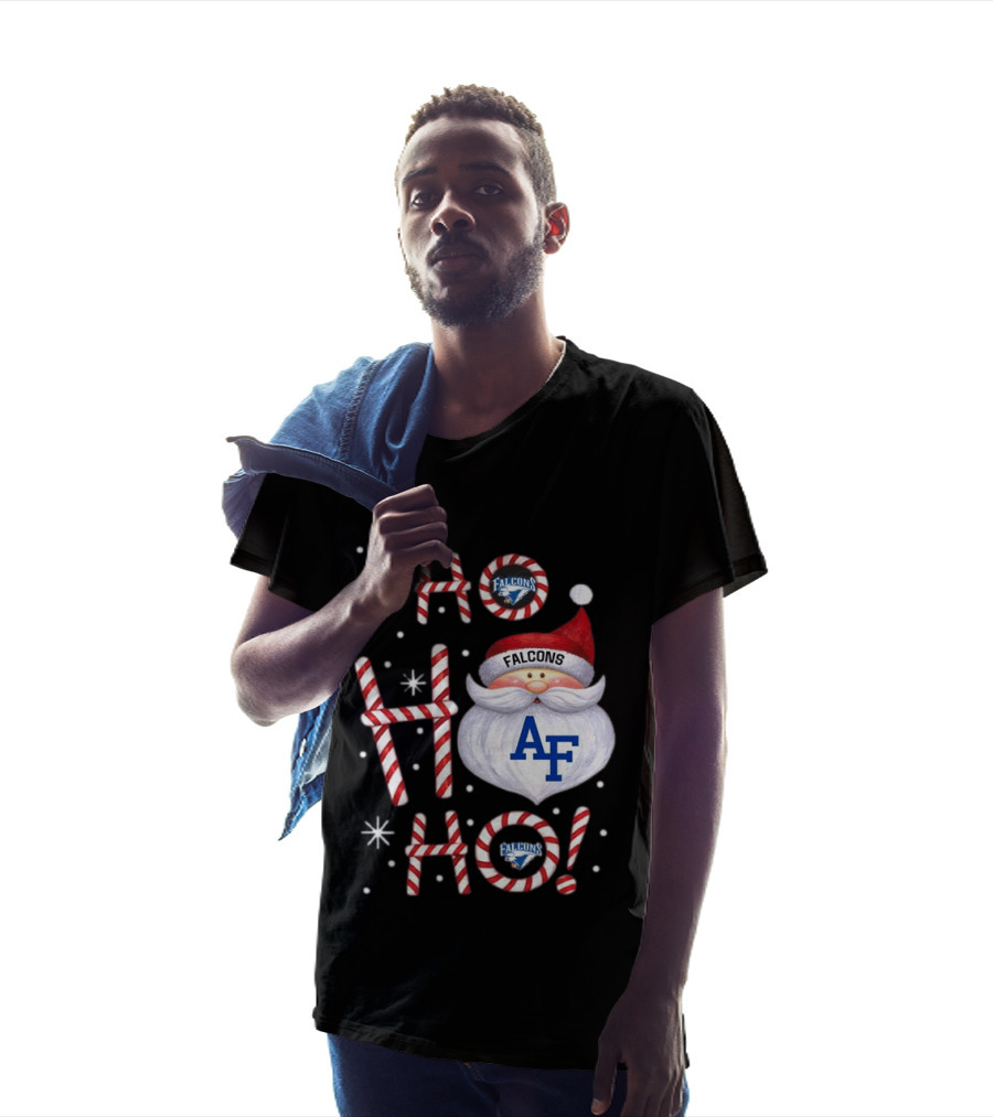 Air Force Falcons Christmas Santa Ho Ho Ho Peppermint Letters T-Shirt