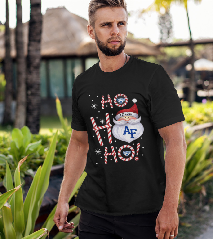 Air Force Falcons Christmas Santa Ho Ho Ho Peppermint Letters T-Shirt