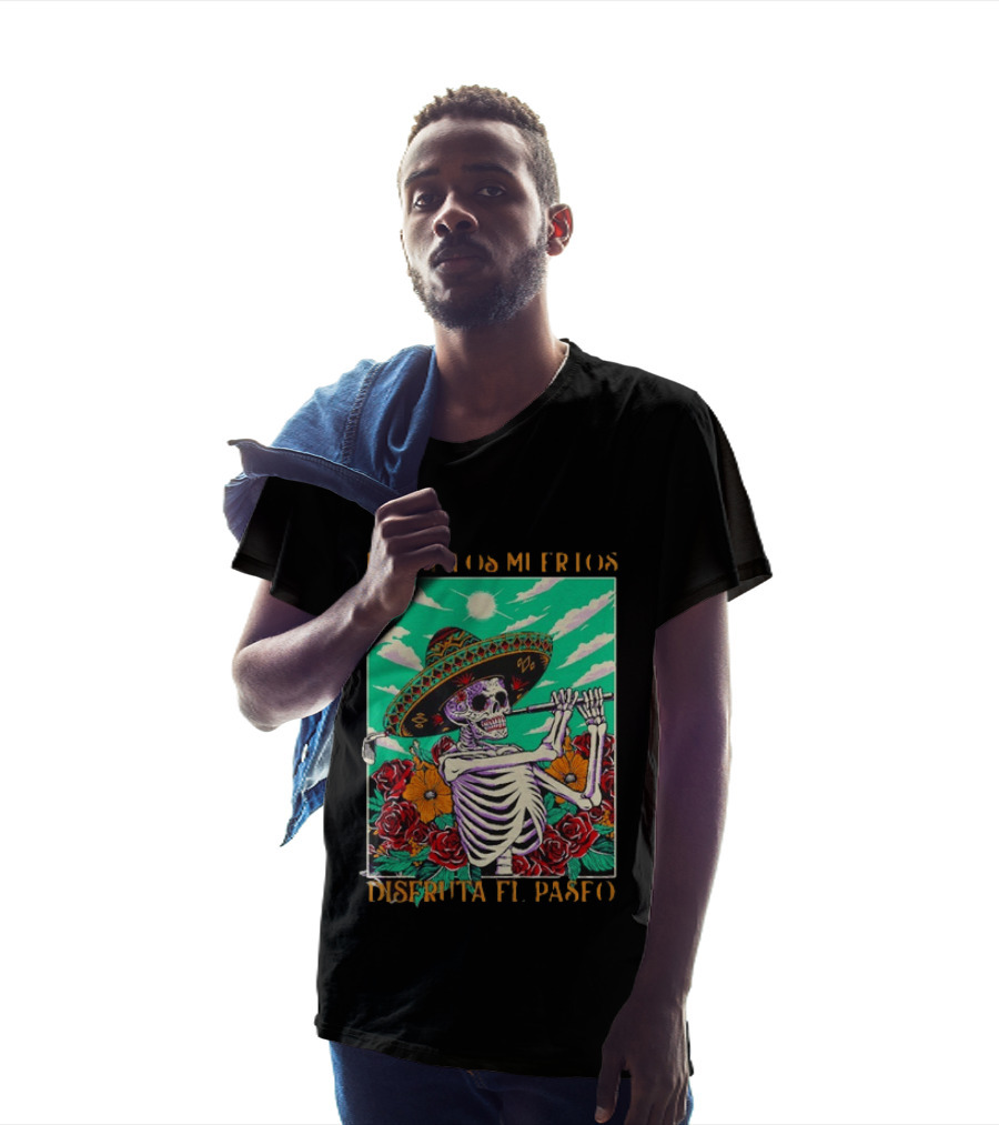 Calavera Golfer Día De Los Muertos Sombrero Flores Disfruta El Paseo T-Shirt