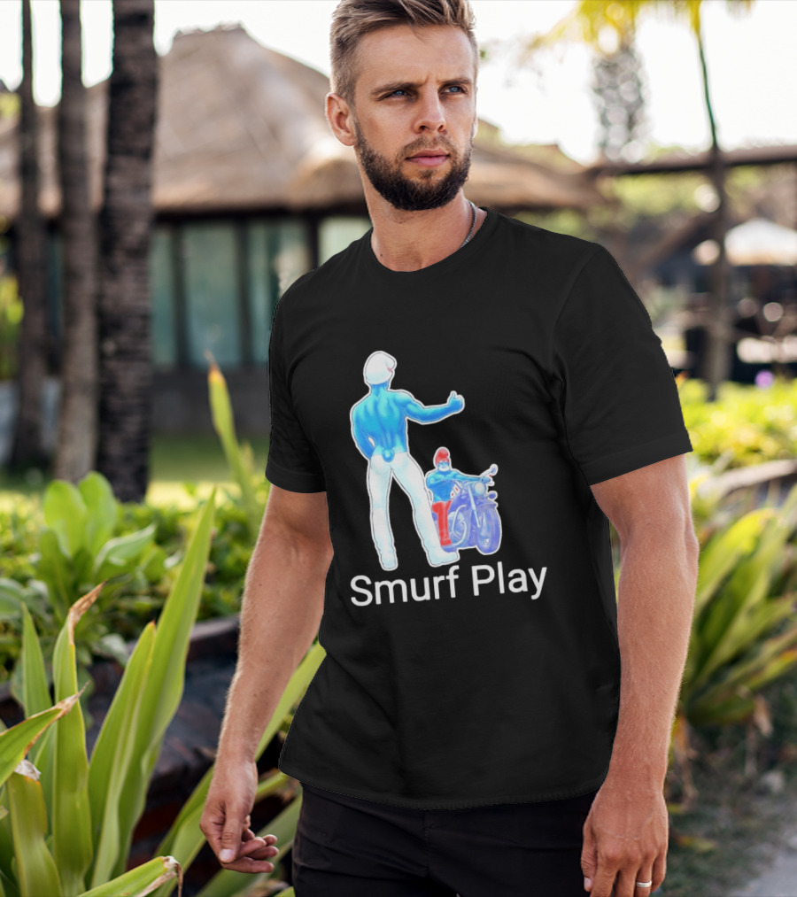 Smurf Play Gay LGBT Biker T-Shirt