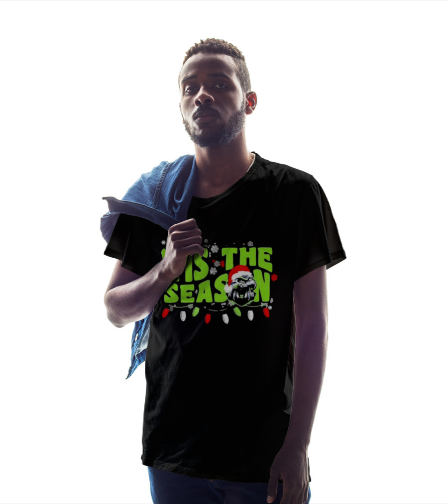 Tis The Season Christmas Seattle Seahawks Football Santa Hat T-Shirt