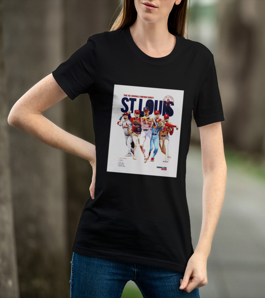 Take The Cardinals Uniform Survey St Louis Historic Baseball Players T-Shirt